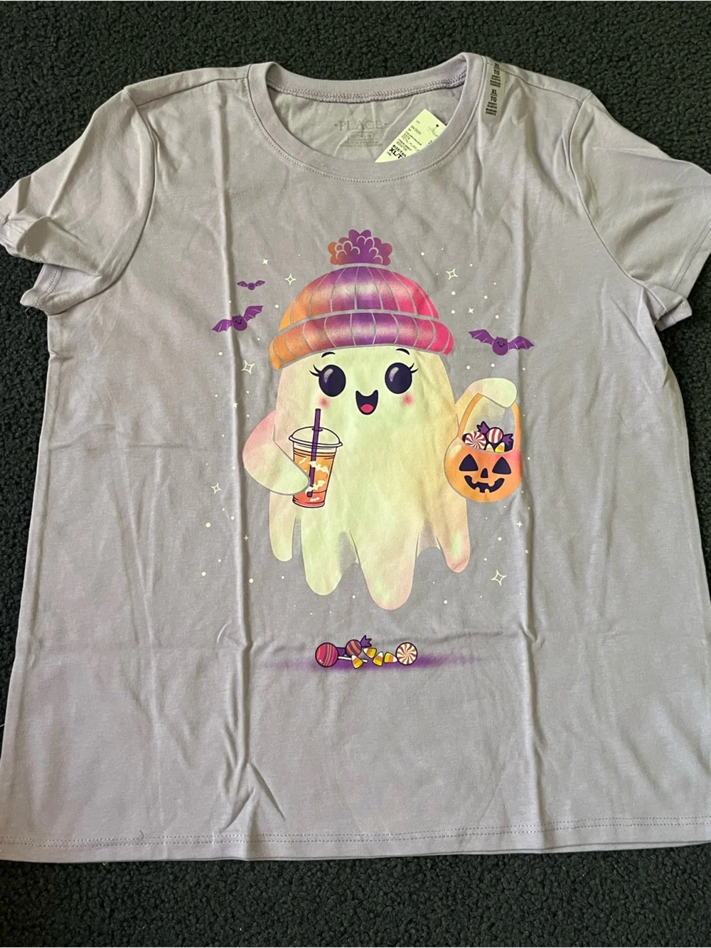 The Children's Place Halloween Lilac Ghost Candy Graphic Tee